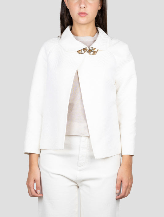 Kiton White Pl Cotton Blazer