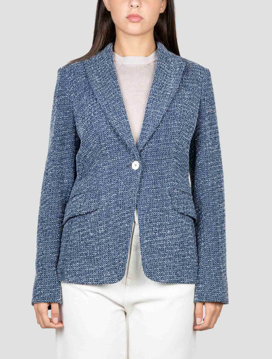 Kiton Blue Cotton Blazer