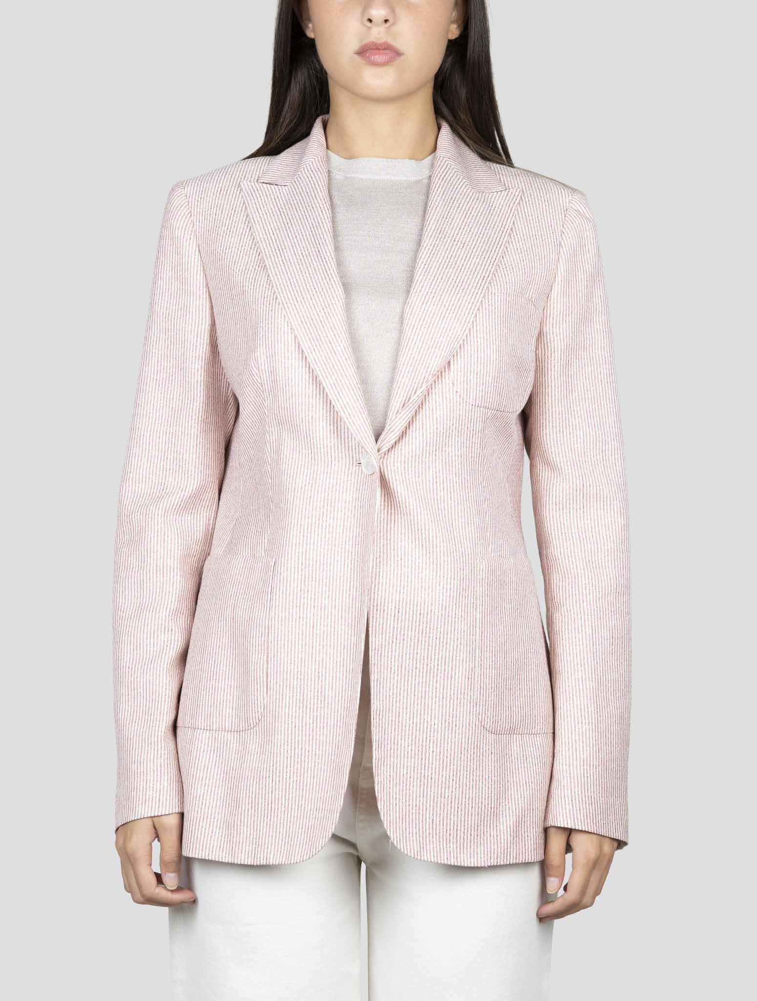 Kiton Red White Cashmere Silk Linen Blazer