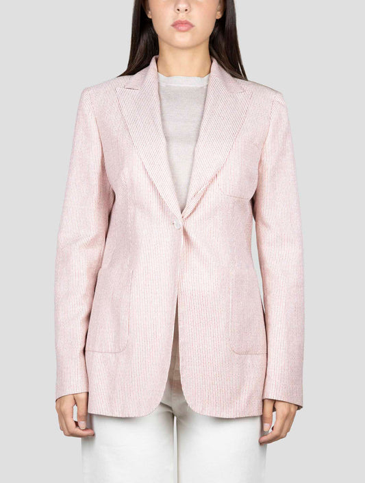 Kiton Red White Cashmere Silk Linen Blazer