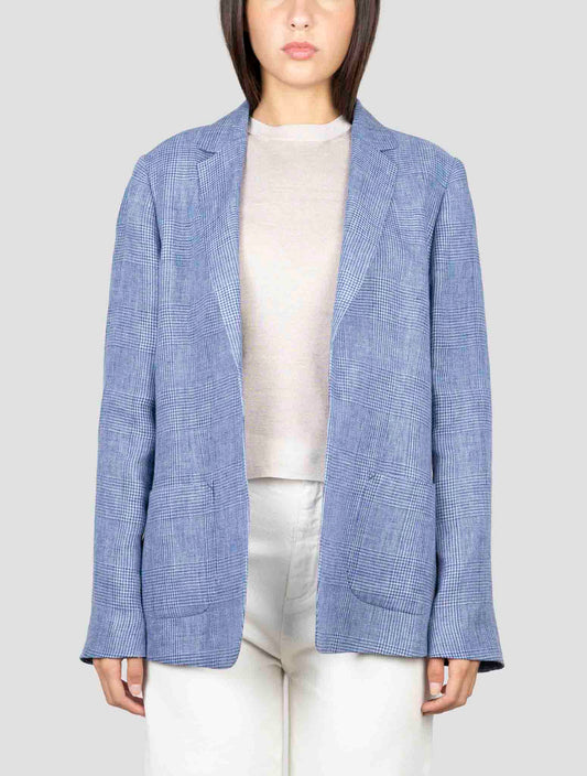 Kiton Blue Linen Blazer