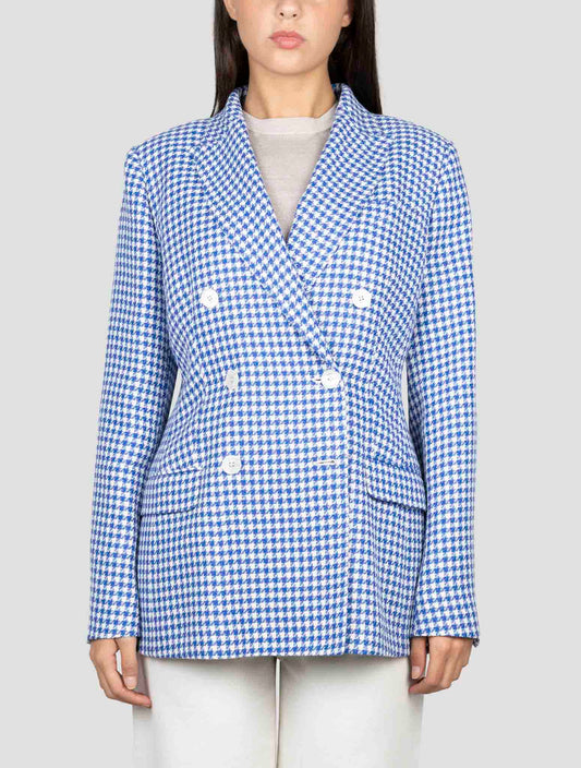 Kiton Blue White Cashmere Linen Blazer