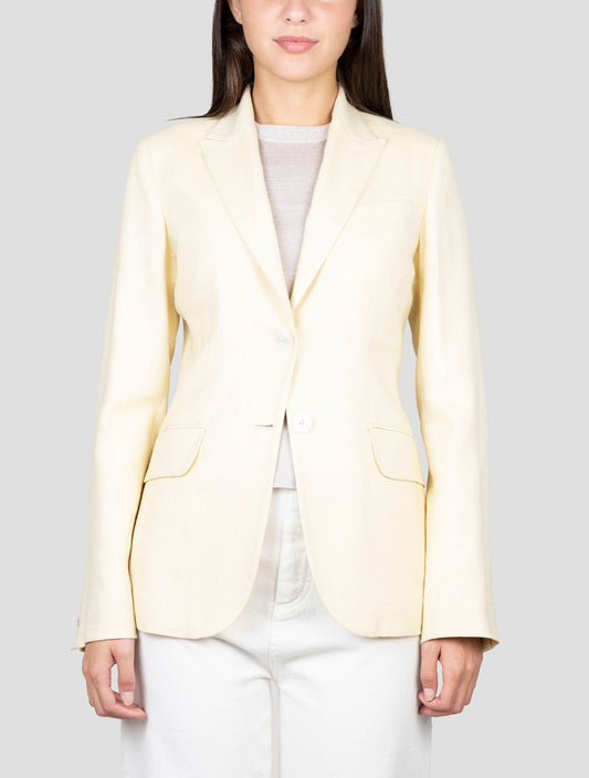 Kiton Yellow Wool Silk Linen Pa Ea Blazer