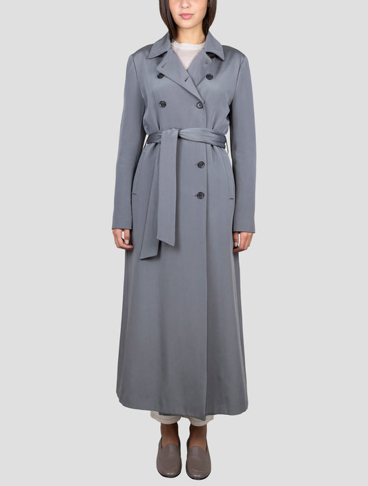 Kiton Gray Silk Overcoat