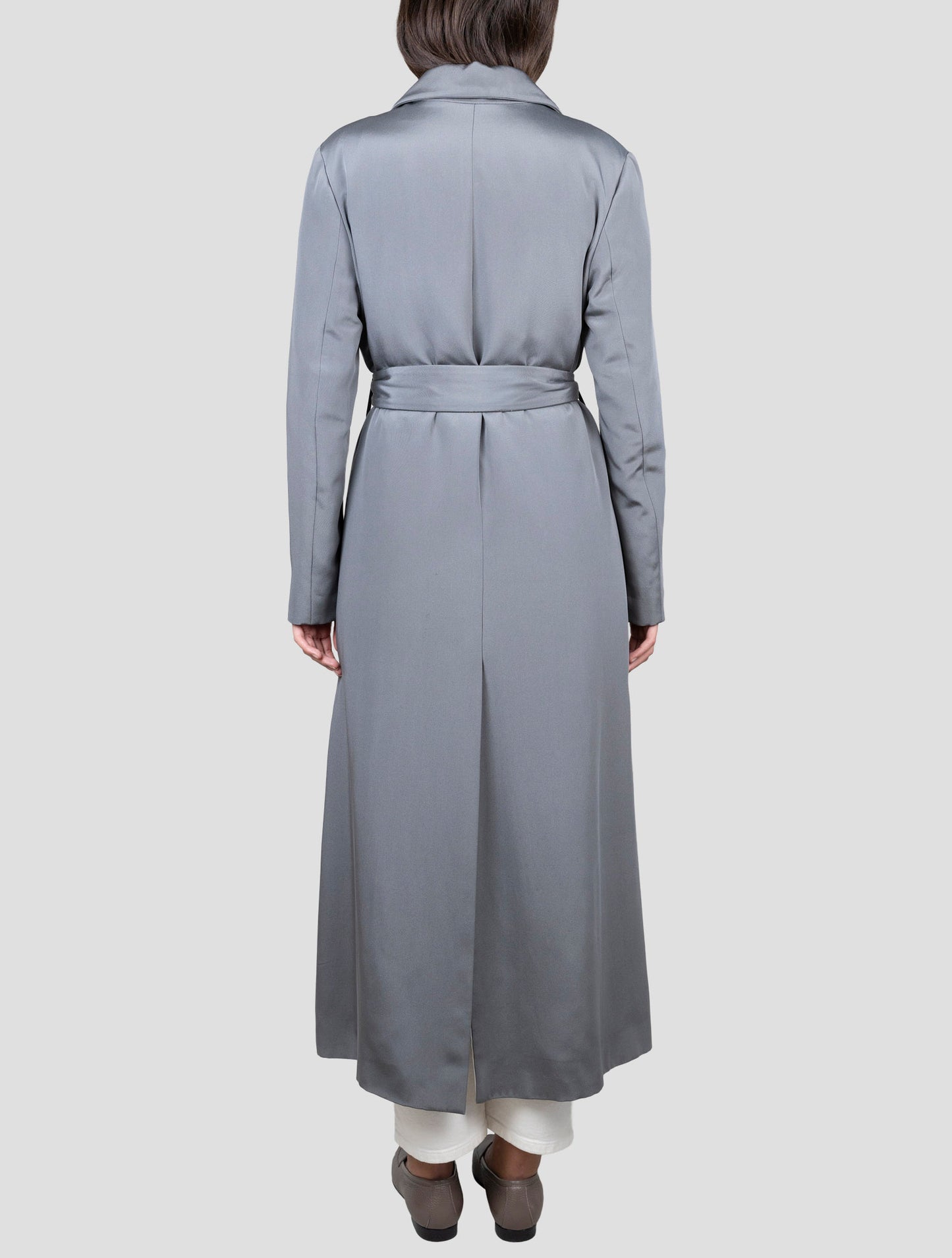 Kiton Gray Silk Overcoat