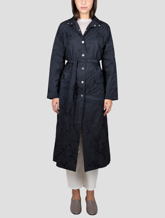 Kiton Black Silk Overcoat