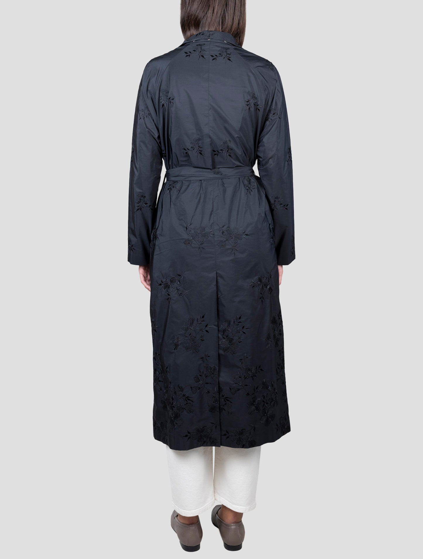 Kiton Black Silk Overcoat