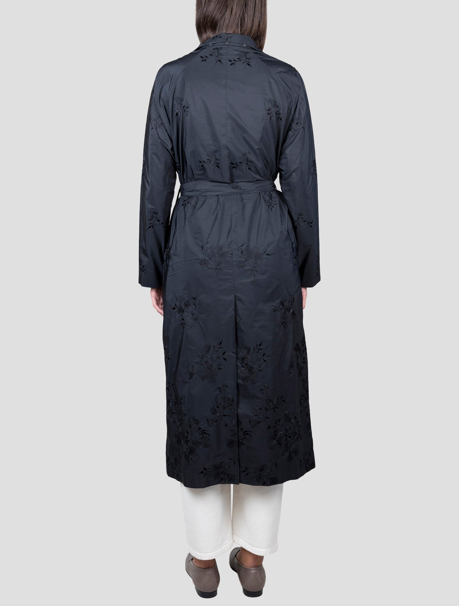 Kiton Black Silk Overcoat