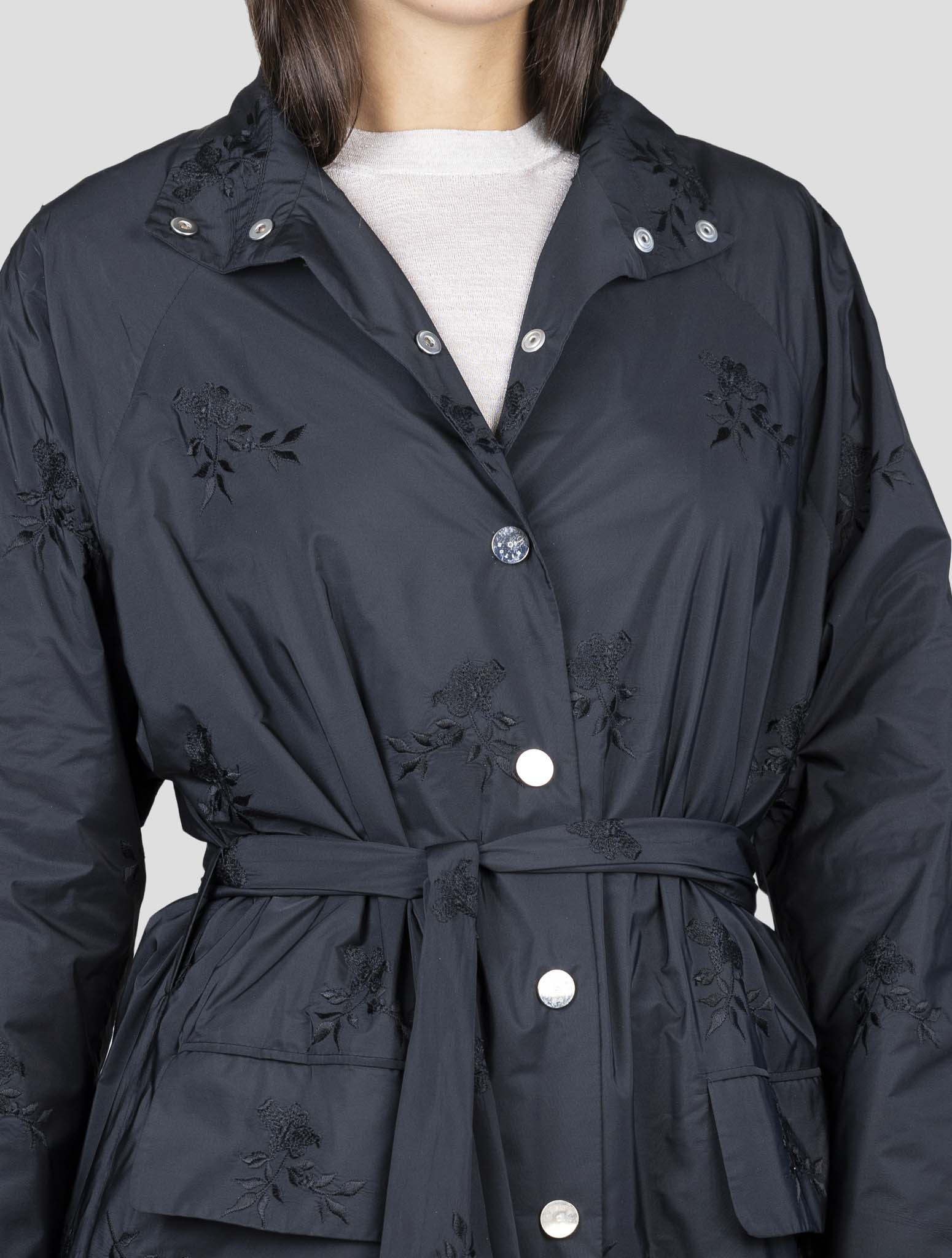 Kiton Black Silk Overcoat