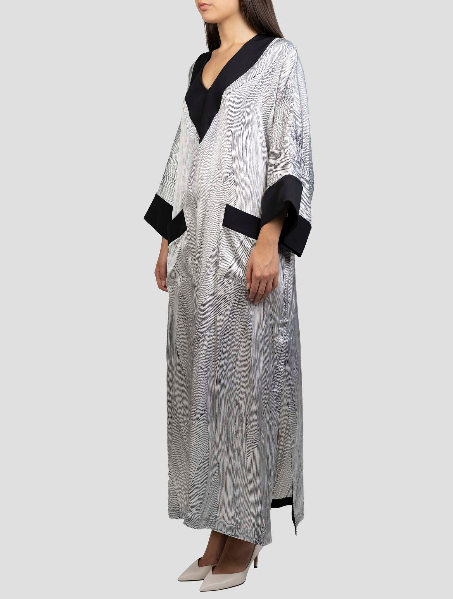 Kiton Black White Silk Dress