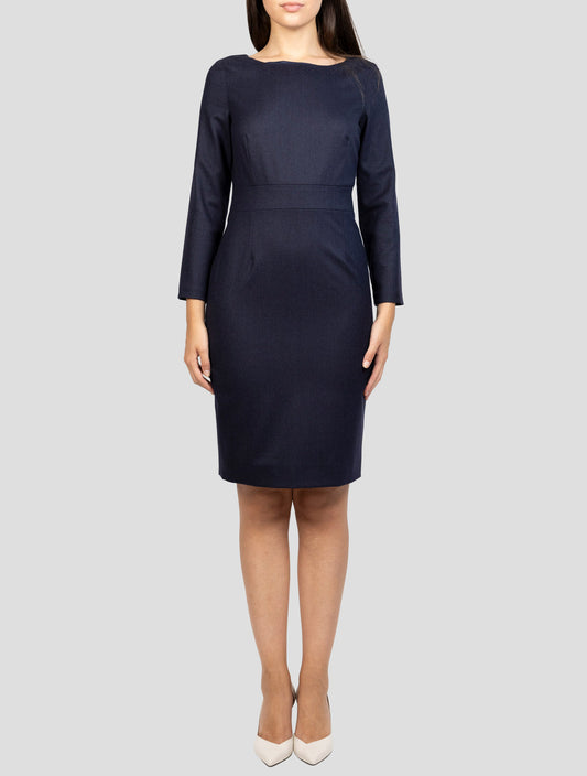Kiton Blue Virgin Wool Ea Dress
