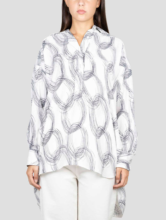 Kiton White Blue Silk Shirt