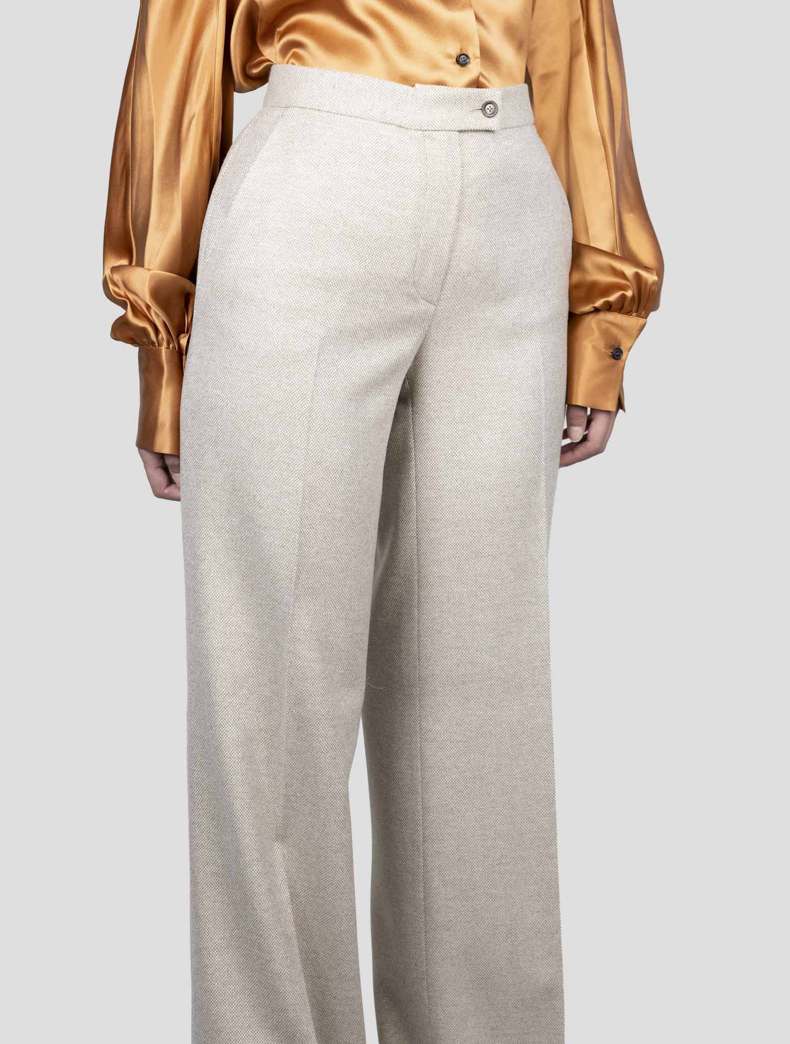 Kiton Beige Virgin Wool Cashmere Pants