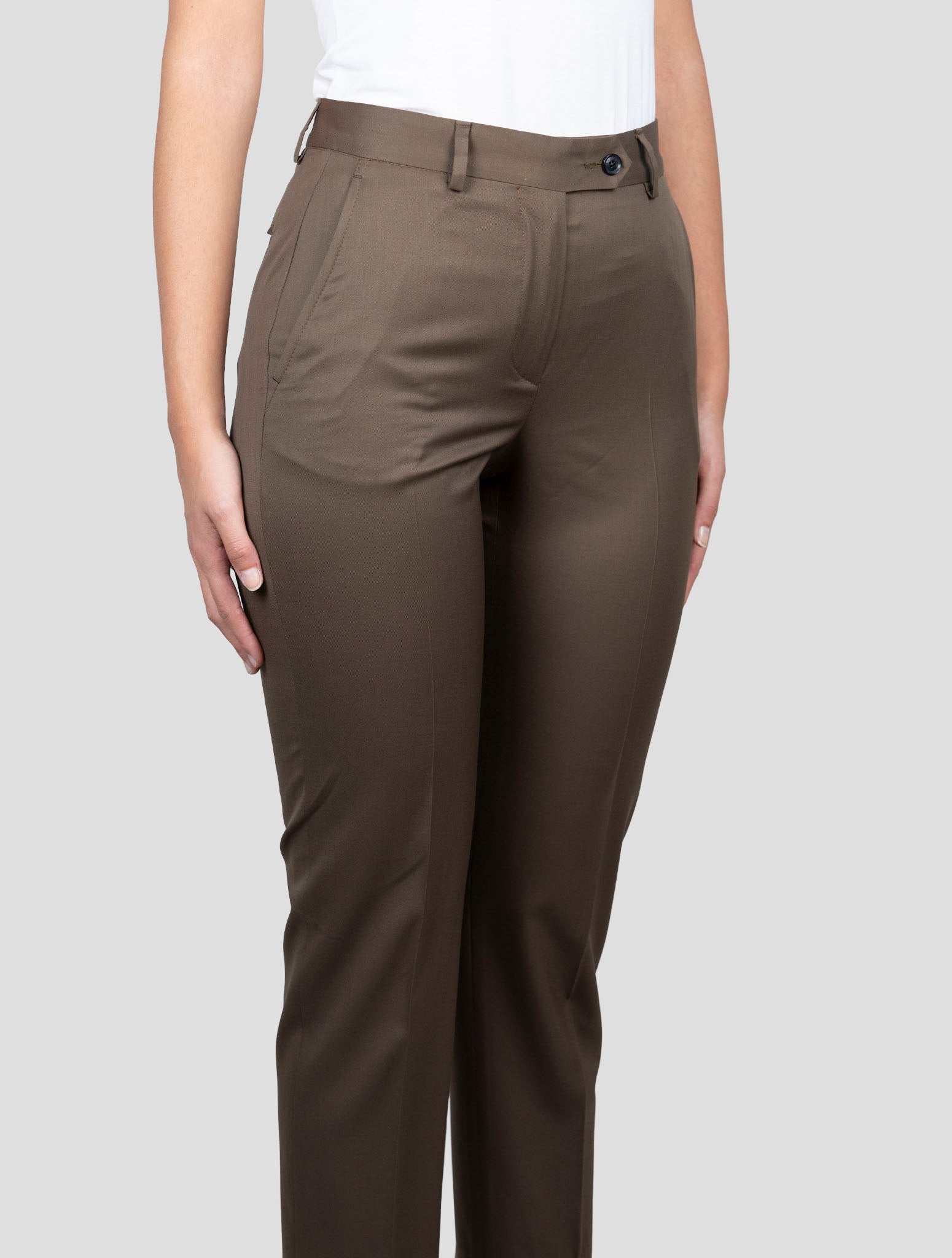Kiton Green Wool Dress Pants