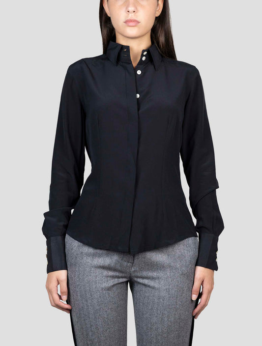 Kiton Black Silk Shirt