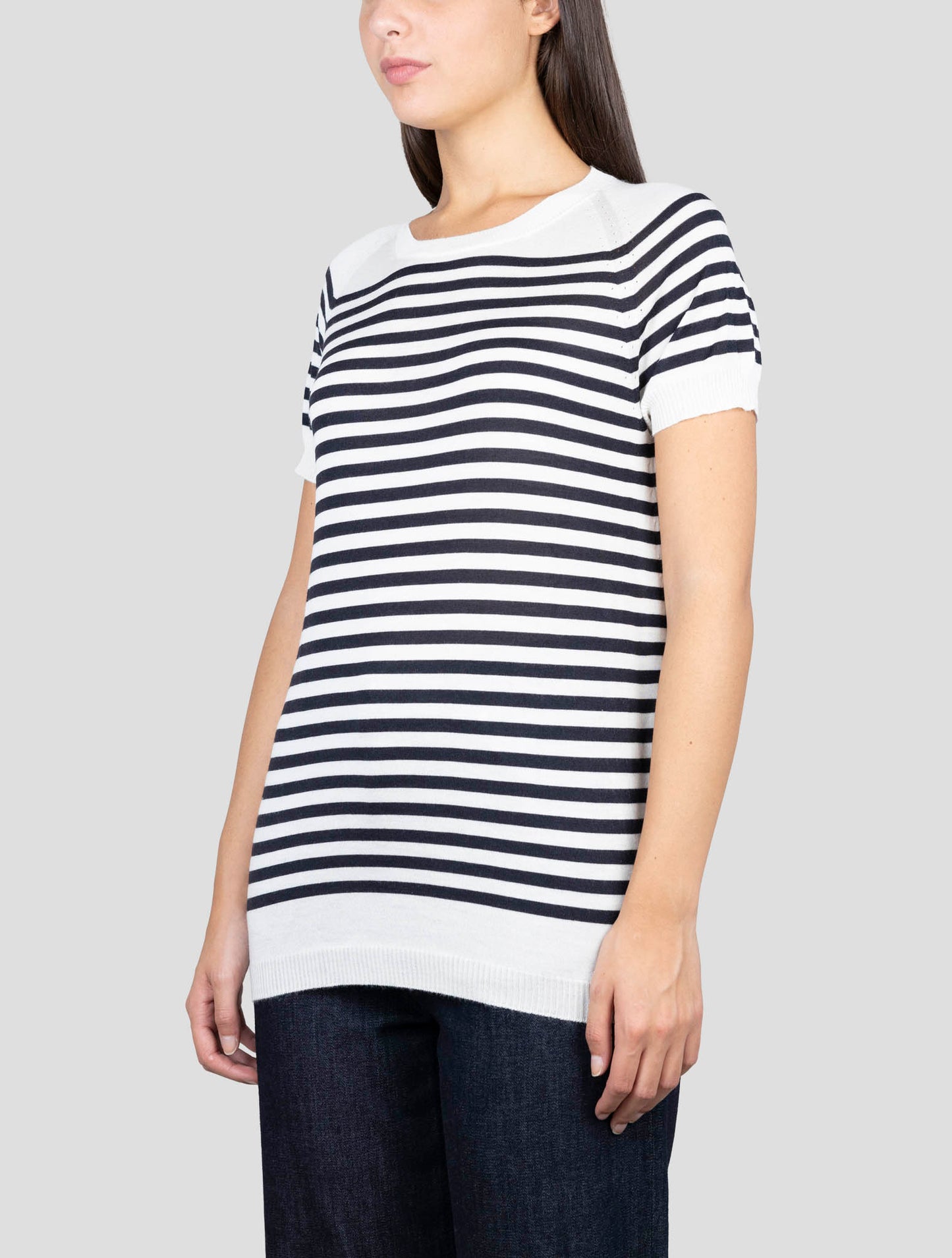 Kiton White Black Cashmere SilkT-Shirt