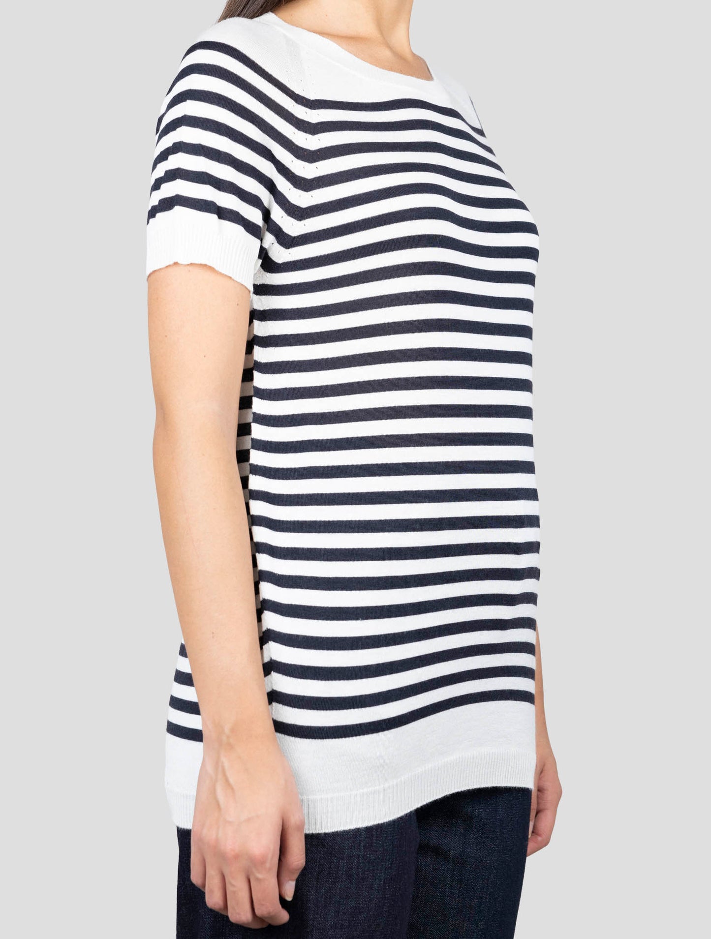 Kiton White Black Cashmere SilkT-Shirt