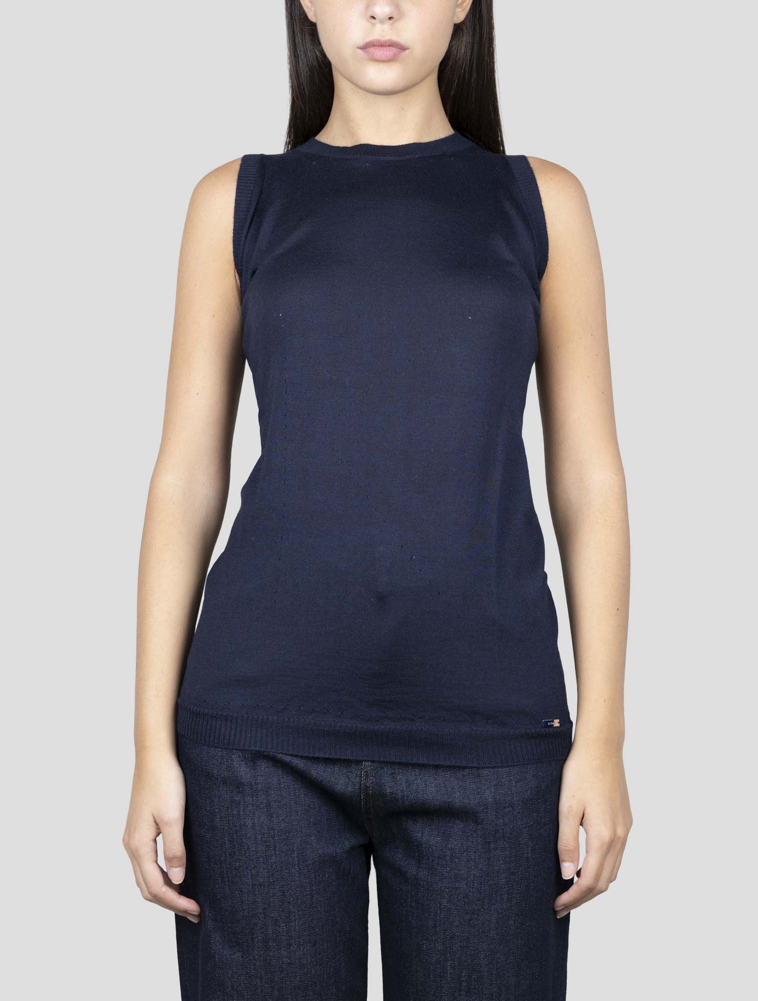 Kiton Blue Cashmere Silk Sweater Crewneck