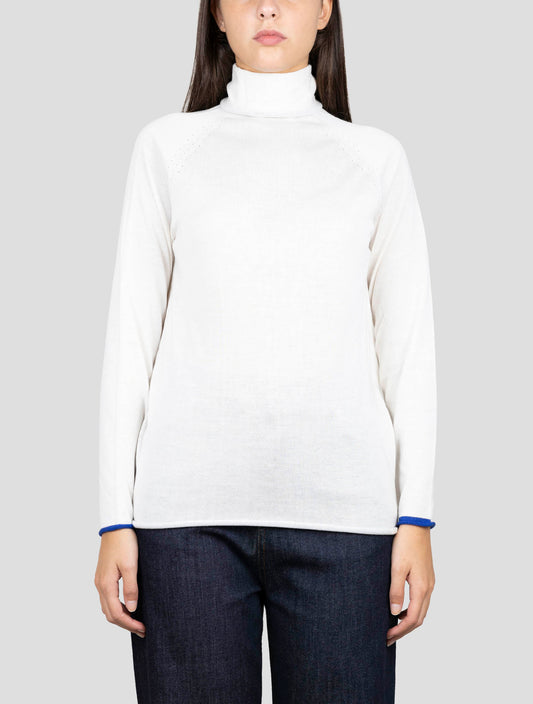Kiton White Cashmere Silk Sweater Turtleneck
