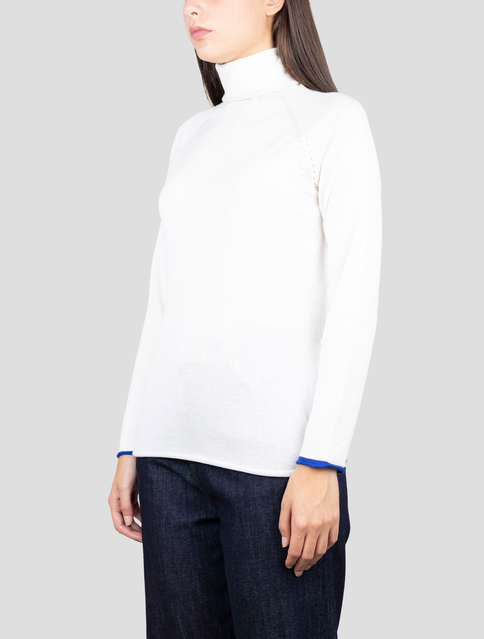 Kiton White Cashmere Silk Sweater Turtleneck