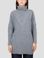 Kiton Gray Cashmere Zibellino Sweater V-Neck
