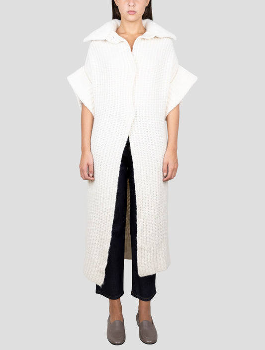 Kiton White Cashmere Silk Mink Fur Overcoat