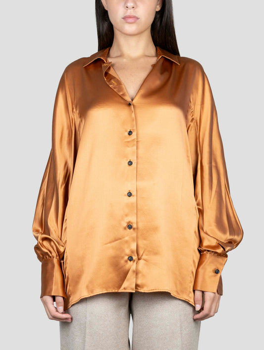 Kiton Bronze Silk Shirt