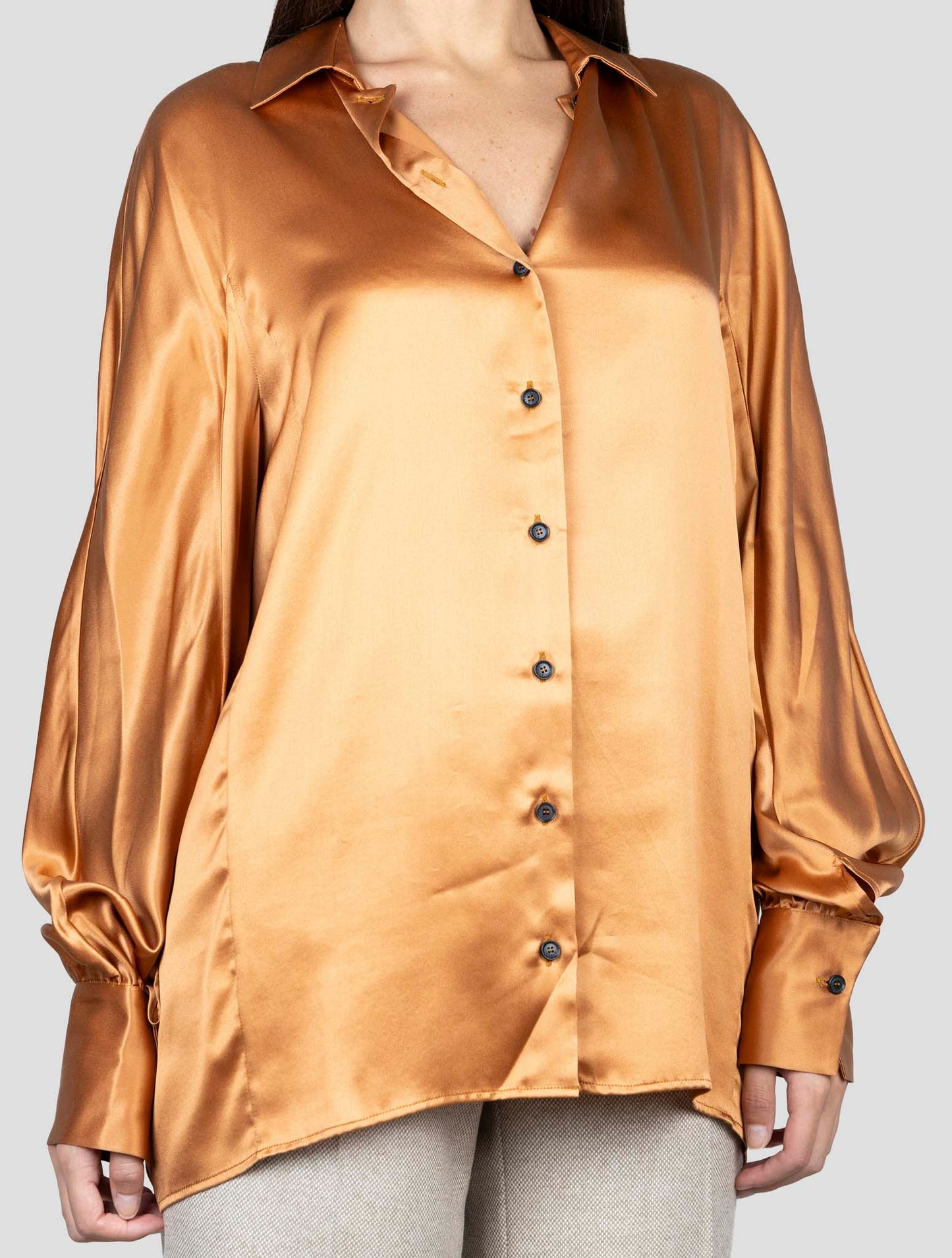 Kiton Bronze Silk Shirt