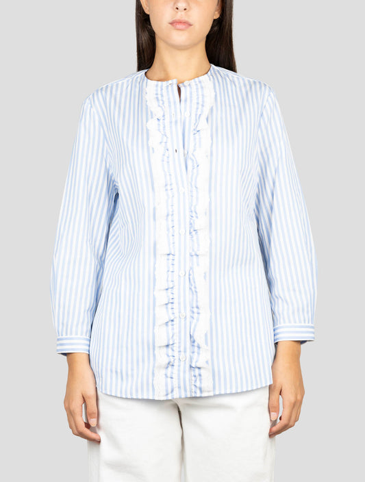 Kiton White Blue Cotton Shirt