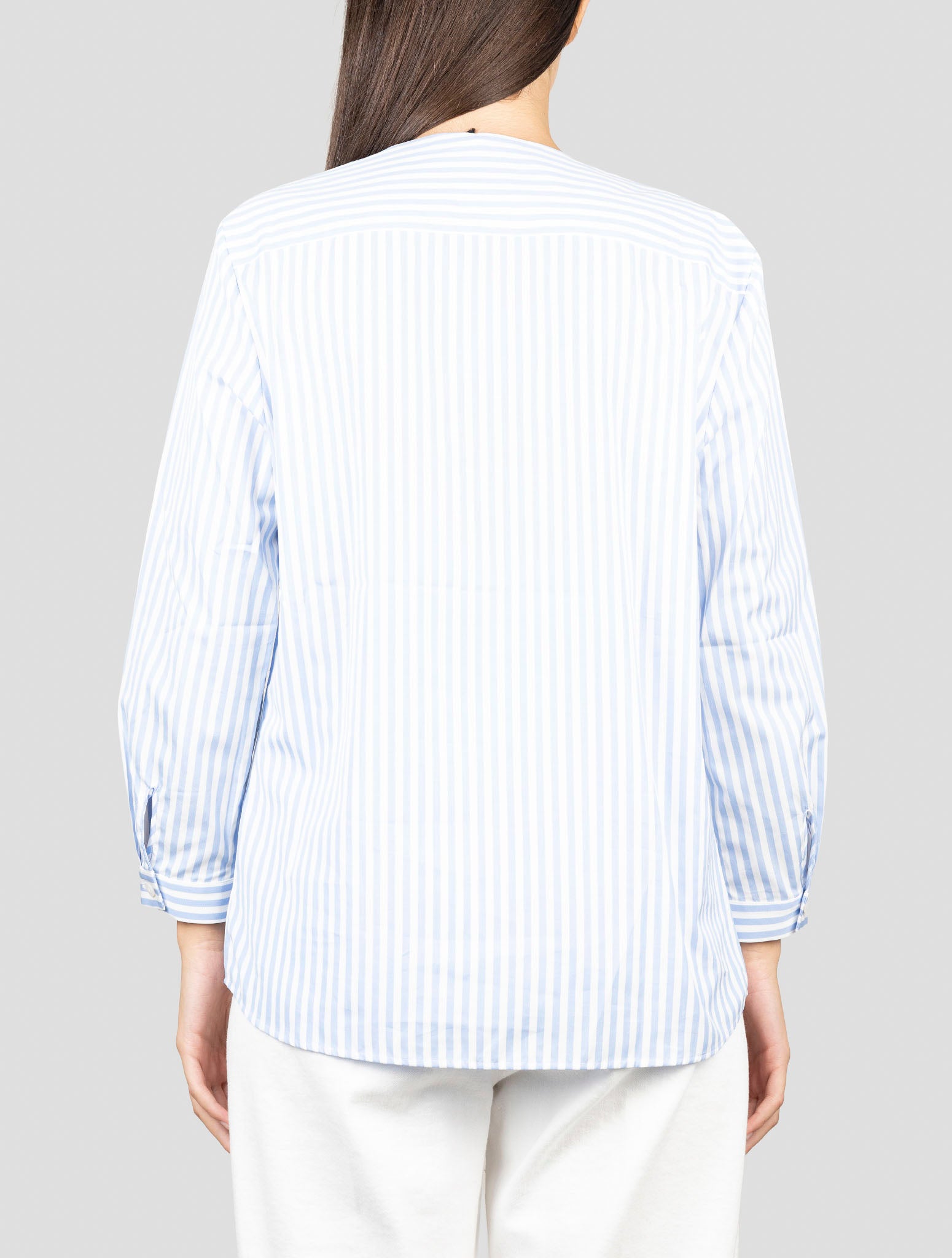 Kiton White Blue Cotton Shirt
