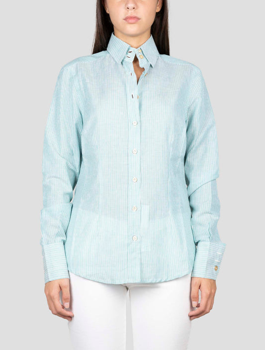 Kiton Gray White Linen Cotton Shirt