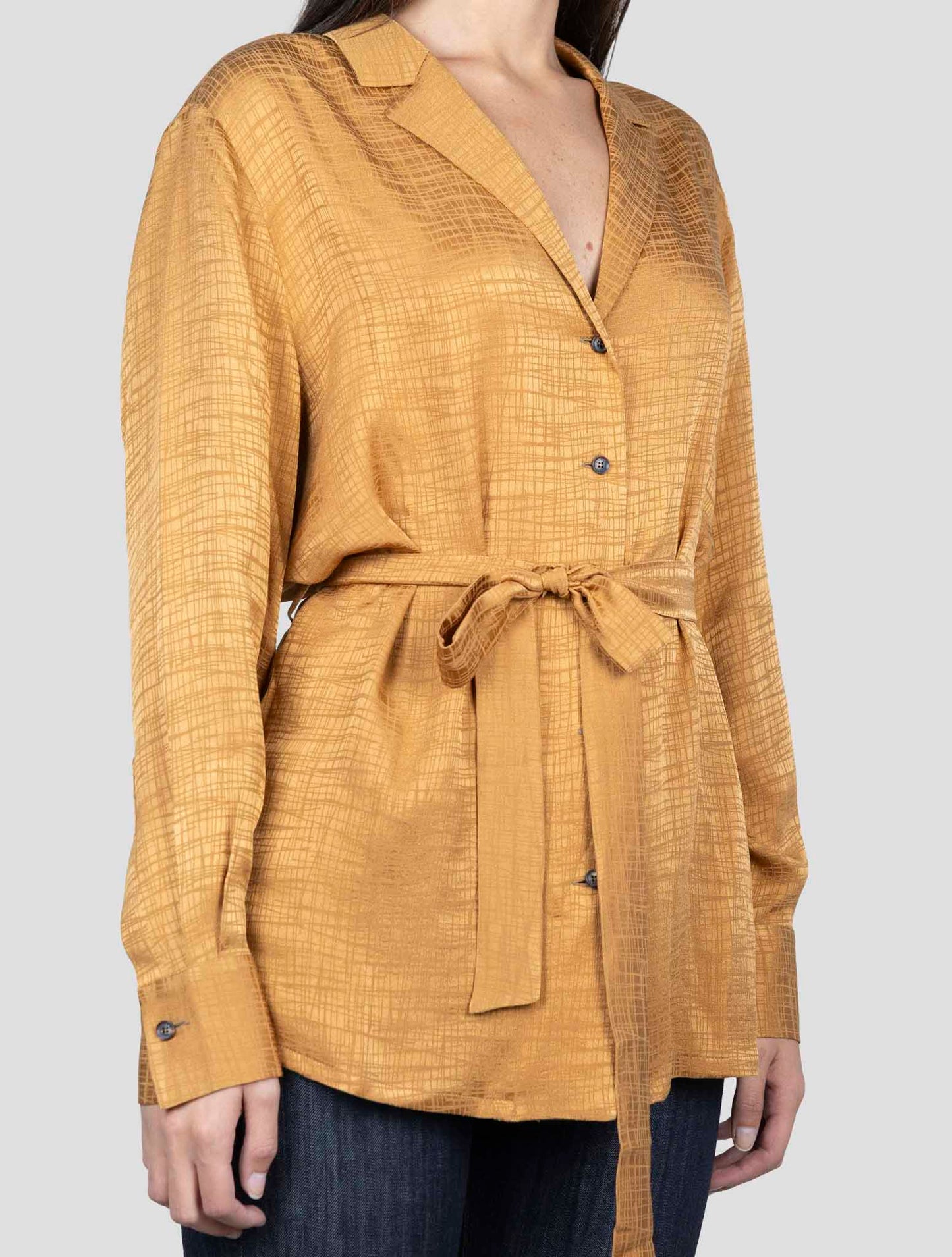 Kiton Brown Silk Shirt