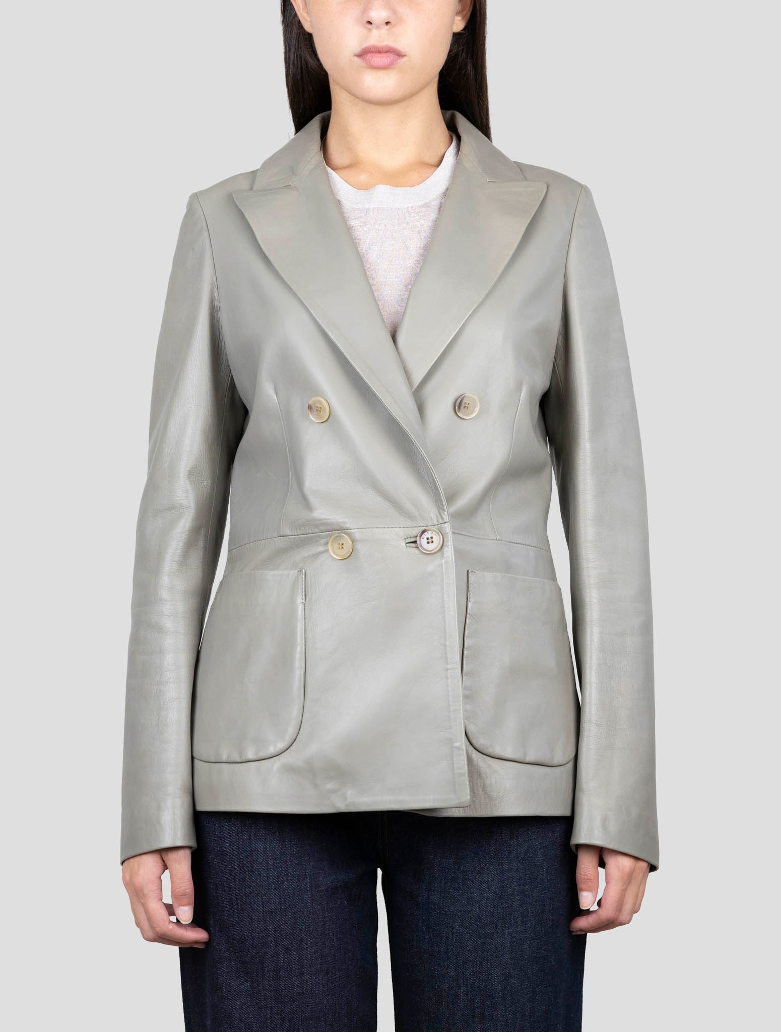 Kiton Green Leather Blazer