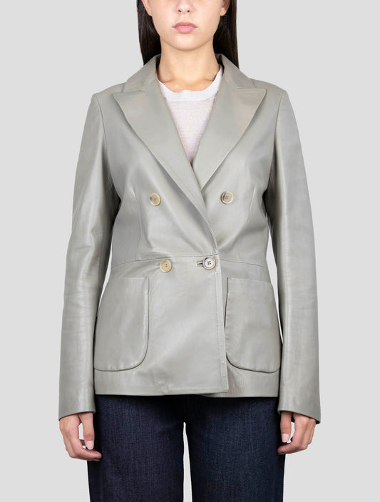 Kiton Green Leather Blazer