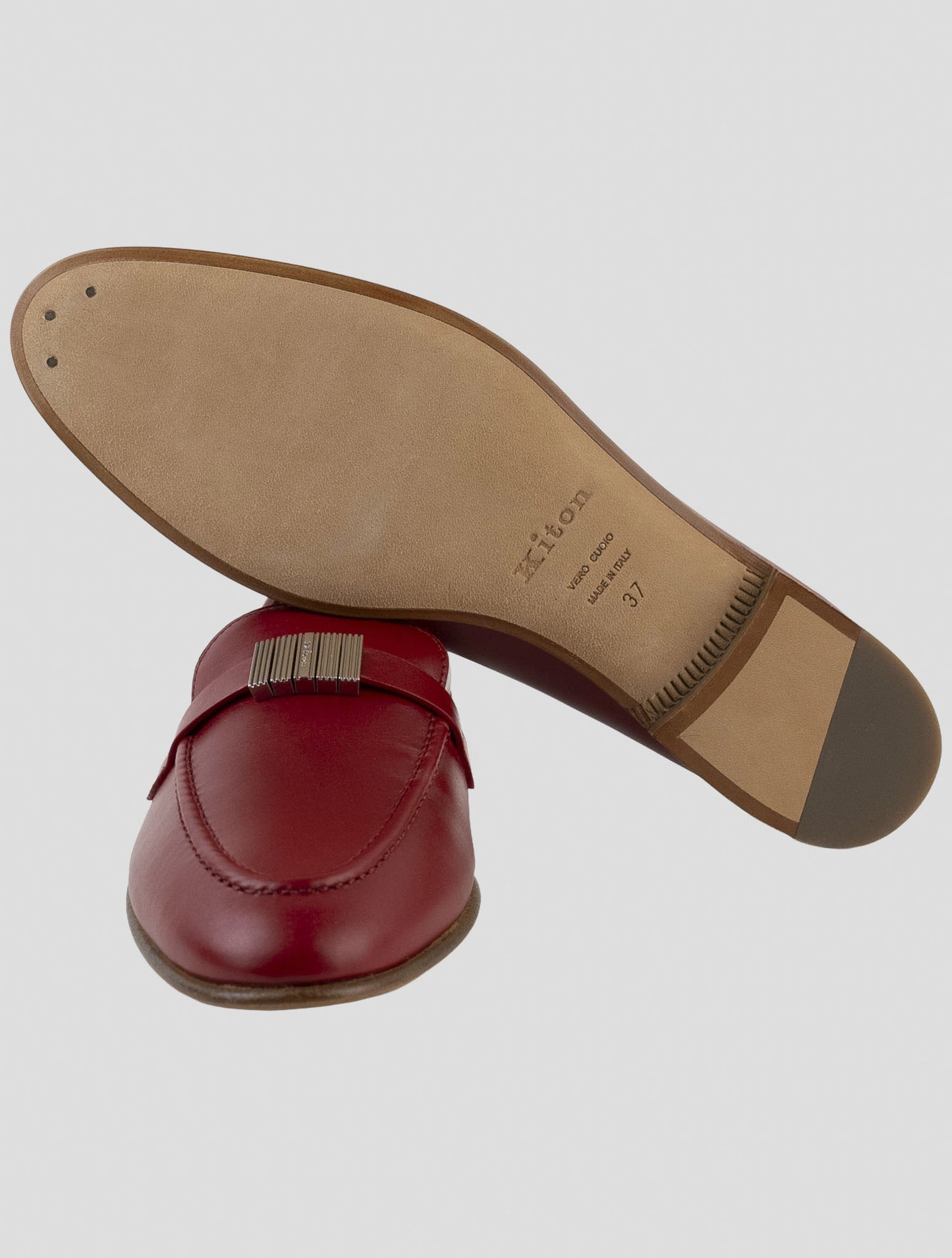 Kiton Red Leather Loafers