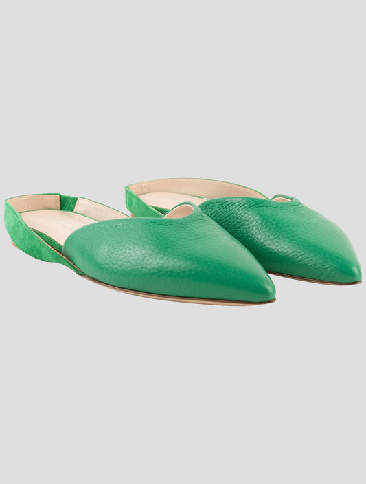 Kiton Green Leather Slingback