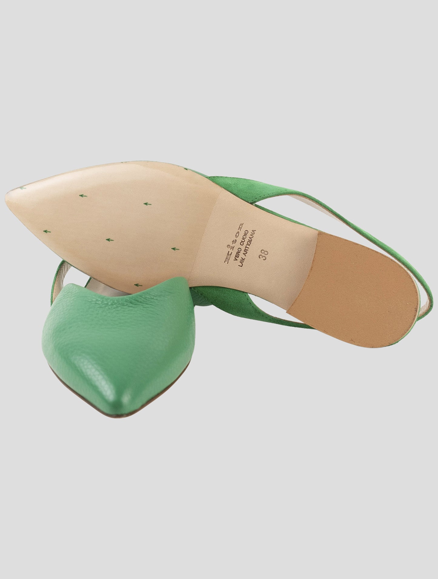 Kiton Green Leather Slingback