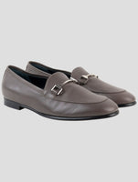 Kiton Gray Leather Loafers