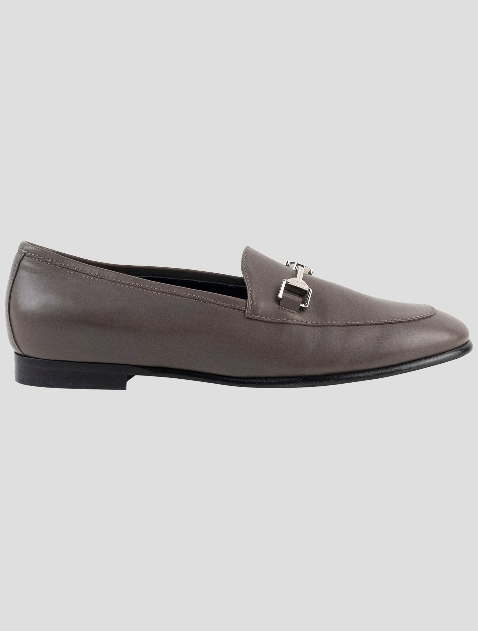 Kiton Gray Leather Loafers