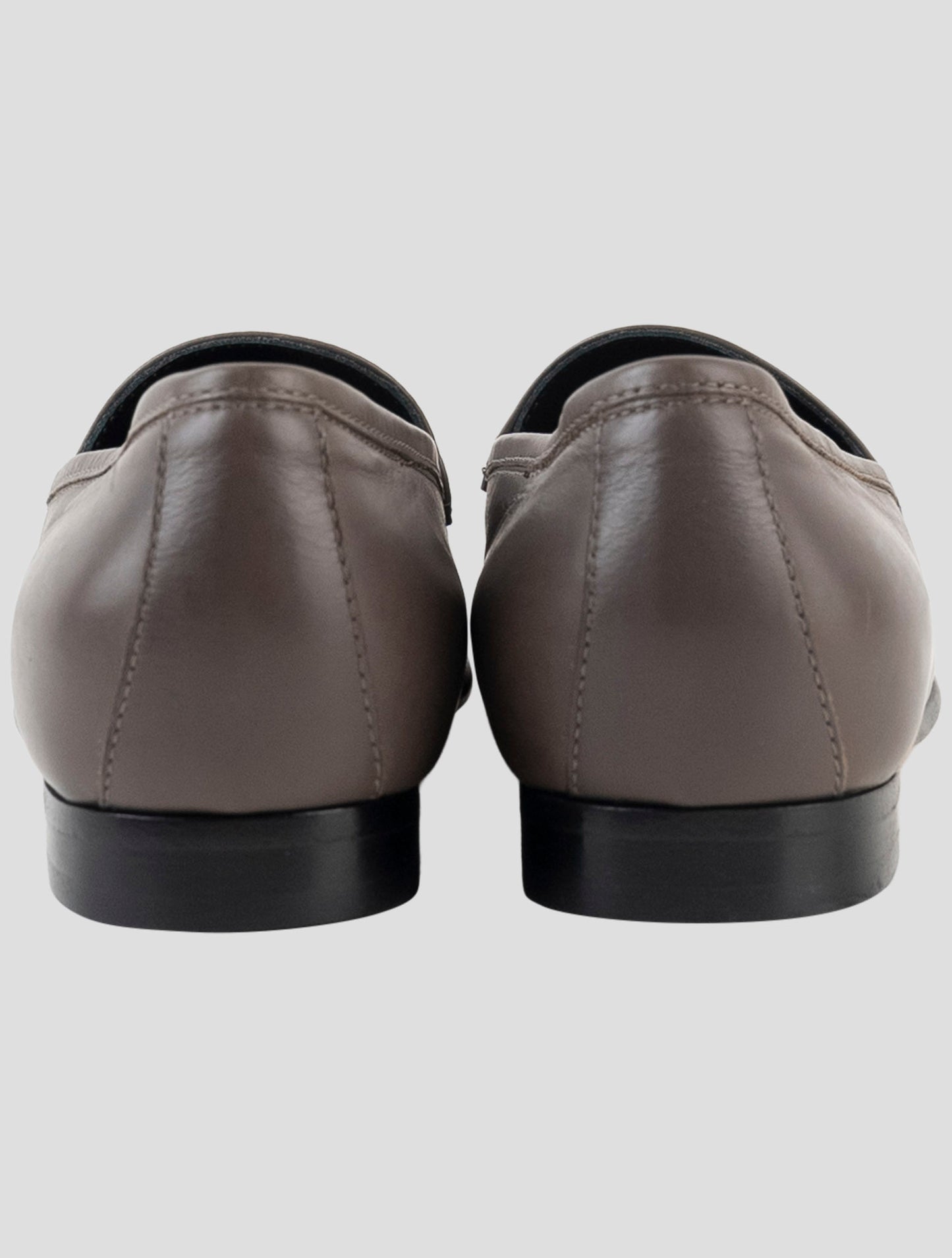 Kiton Gray Leather Loafers