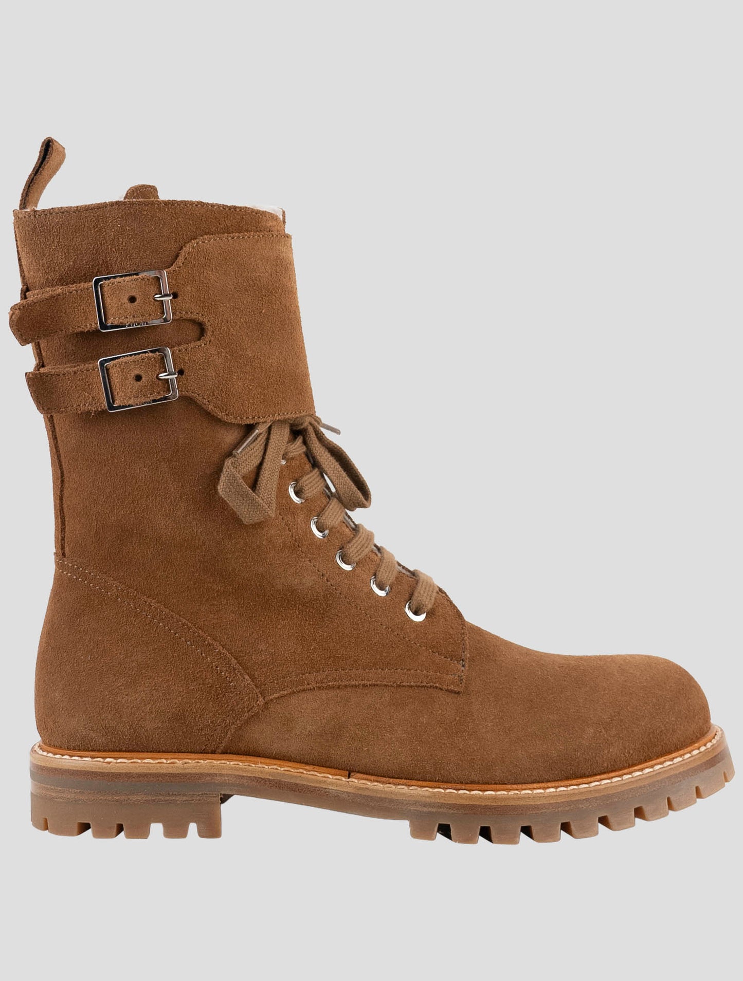 Kiton Brown Leather With Fur Suede Boots