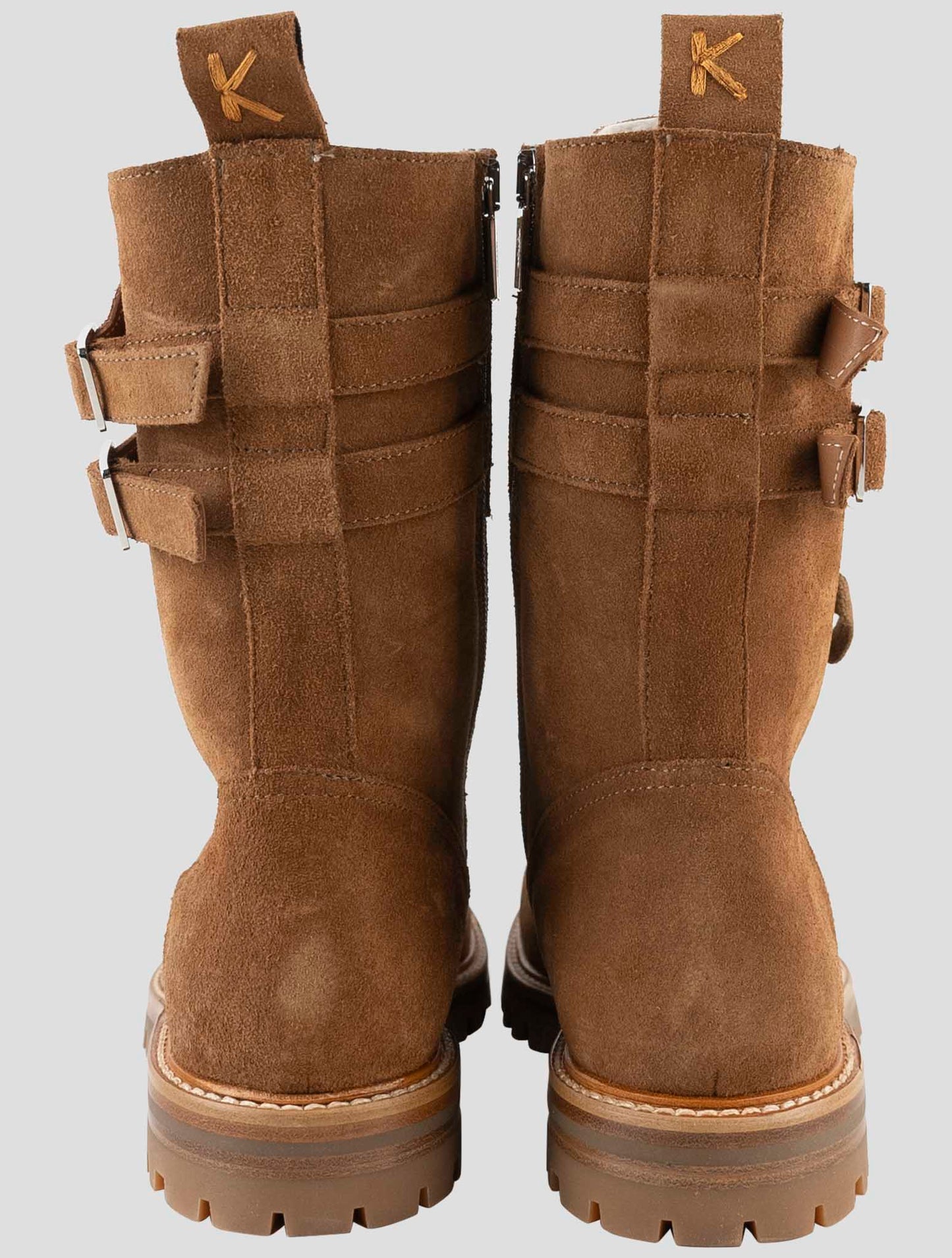 Kiton Brown Leather With Fur Suede Boots