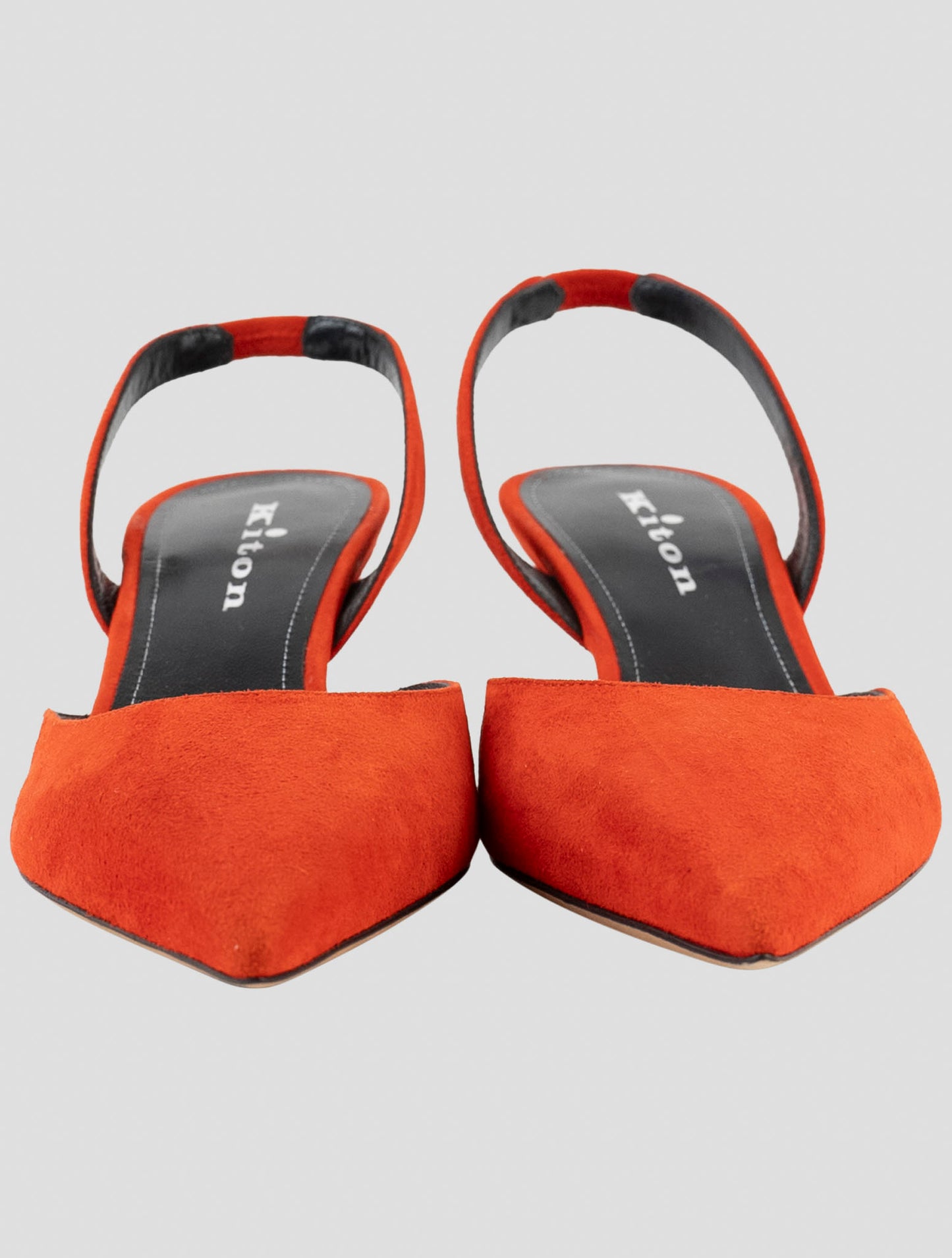 Kiton Red Leather Suede Slingback