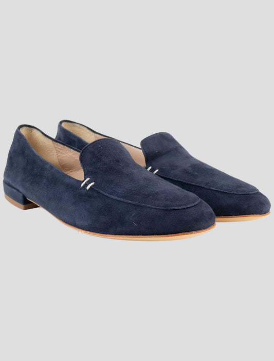 Kiton Blue Leather Suede Loafers