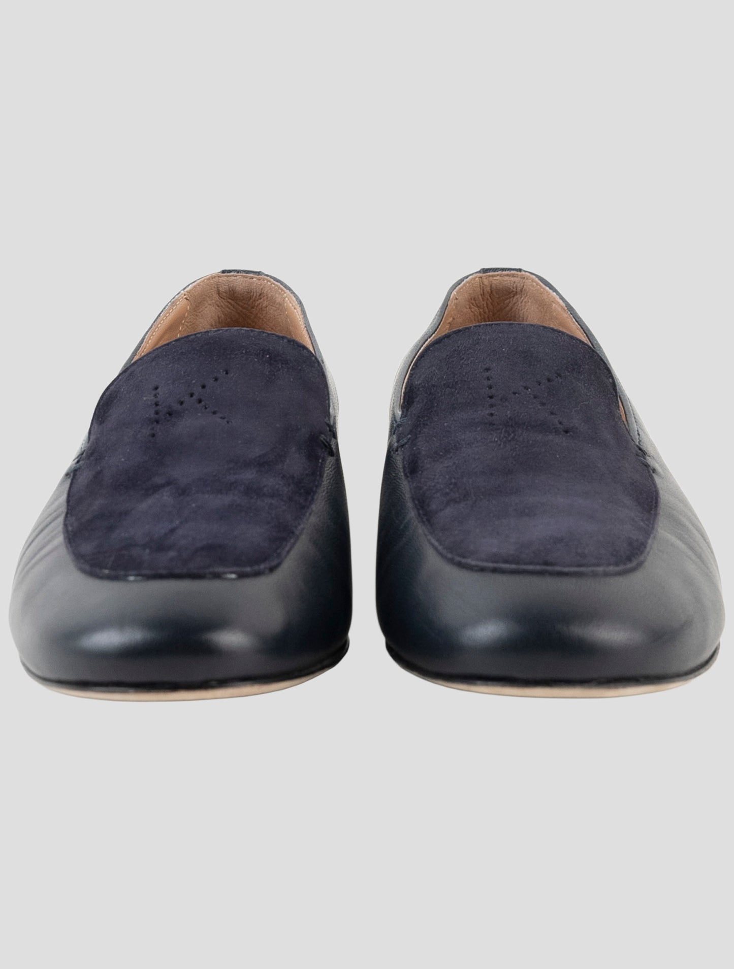 Kiton Blue Leather Suede Loafers