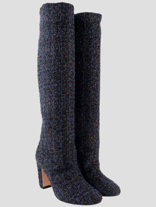 Kiton Brown Blue Pa Virgin Wool Silk Pl Boots