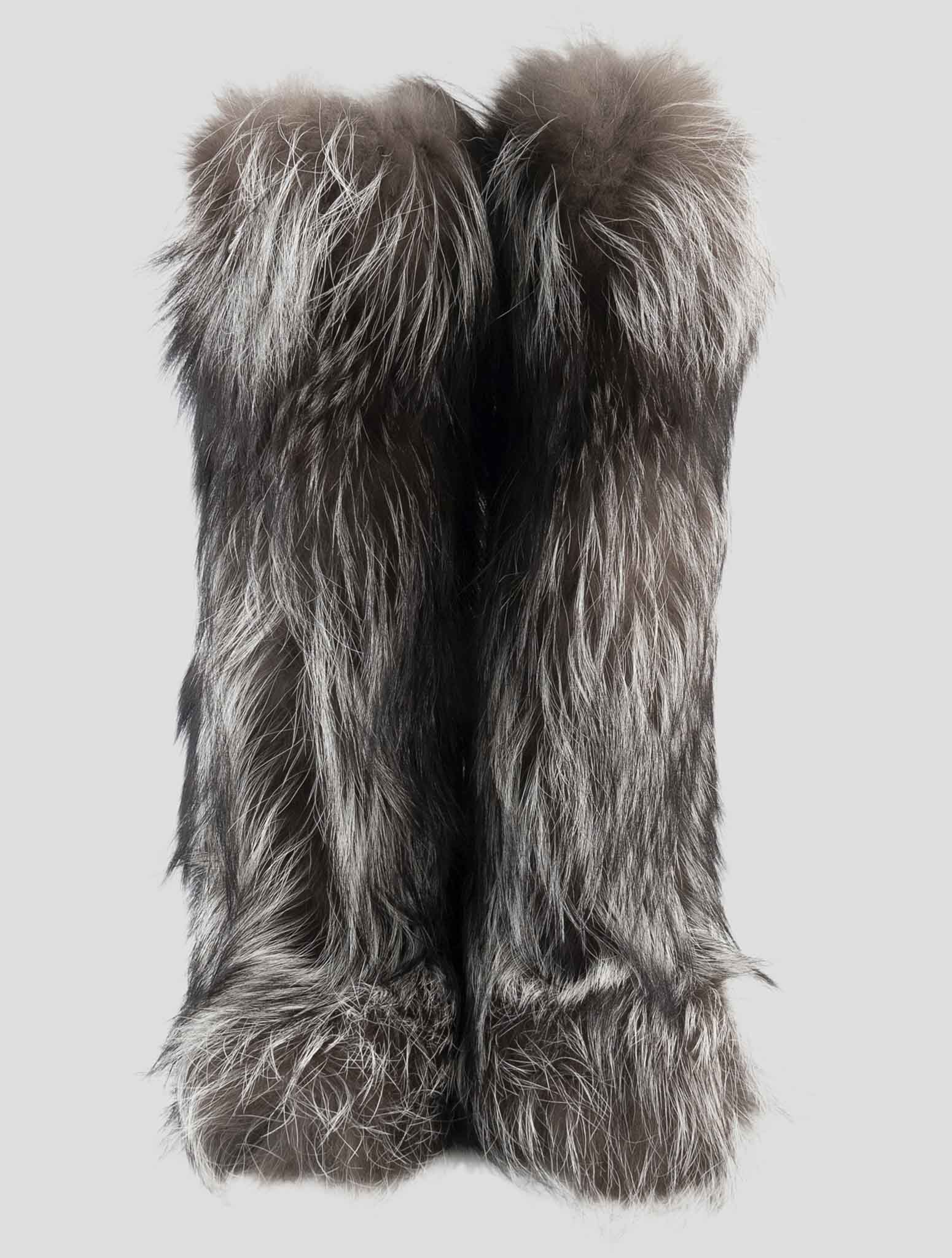 Kiton Brown White Fox Boots