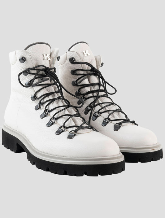 Kiton White Leather Boots