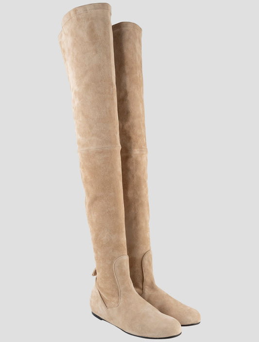 Kiton Beige Leather Suede Boots