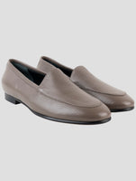 Kiton Taupe Leather Sneakers